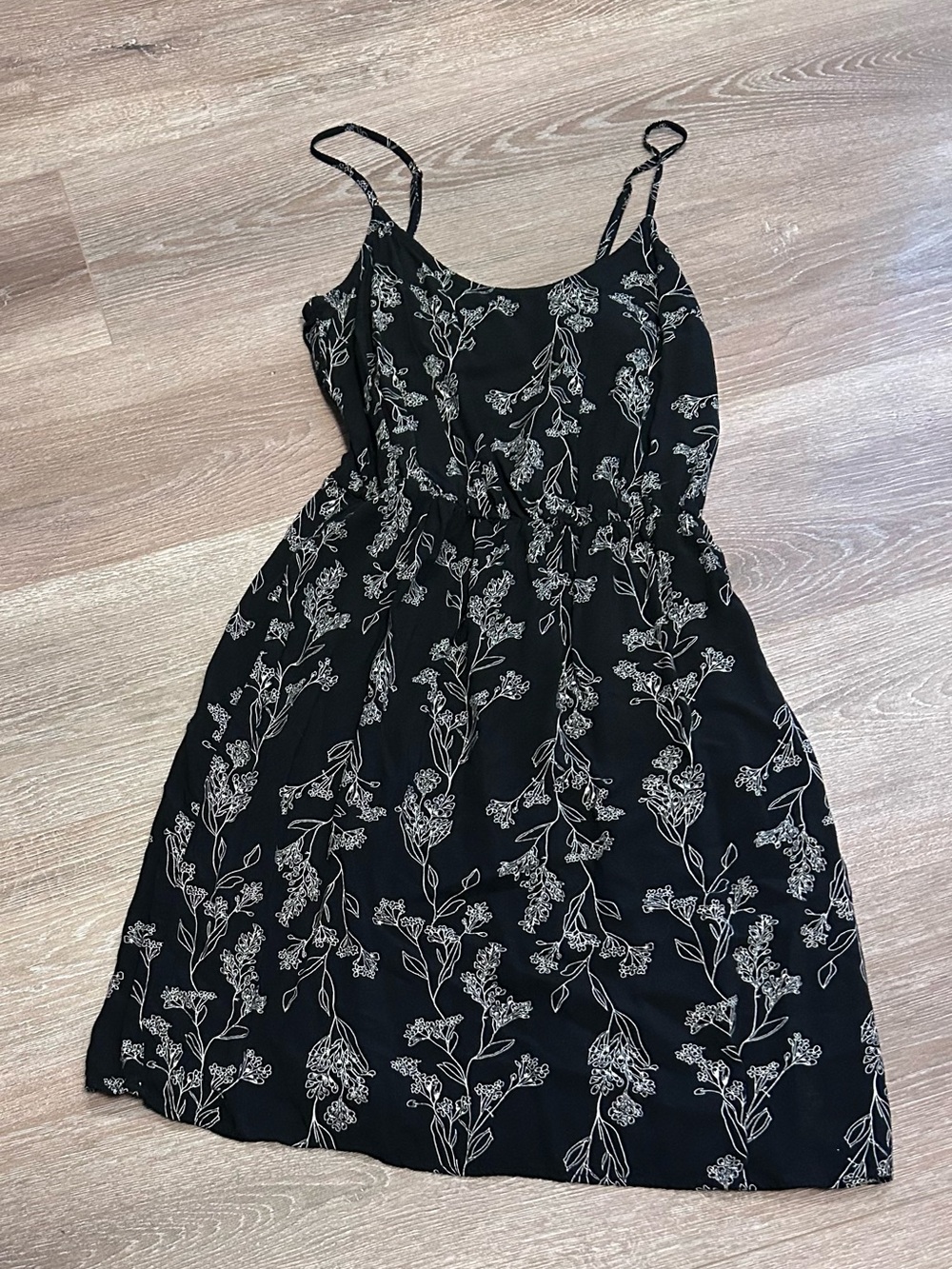 Old Navy Black Mini Dress with White Floral Print